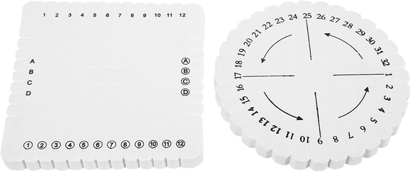 Kodrily 2Pcs Round Square Kumihimo Disk Kit, EVE Braiding Disks, White Kumihimo Disk Braiding, DIY Round Kumihimo Disc Square Braided Plate for Fine Thread Wire Beading - Image 1